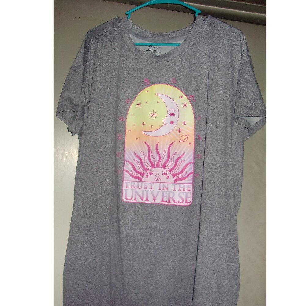JOYSPUN WOMENS  L XL TRUST IN THE UNIVERSE T SHIRT